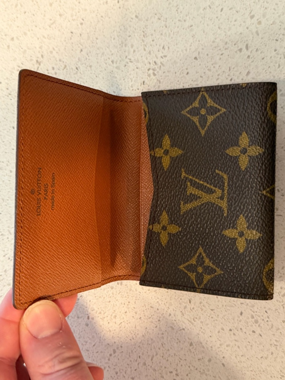 Louis Vuitton Monogram Card Holder in Brown with Orange Interior